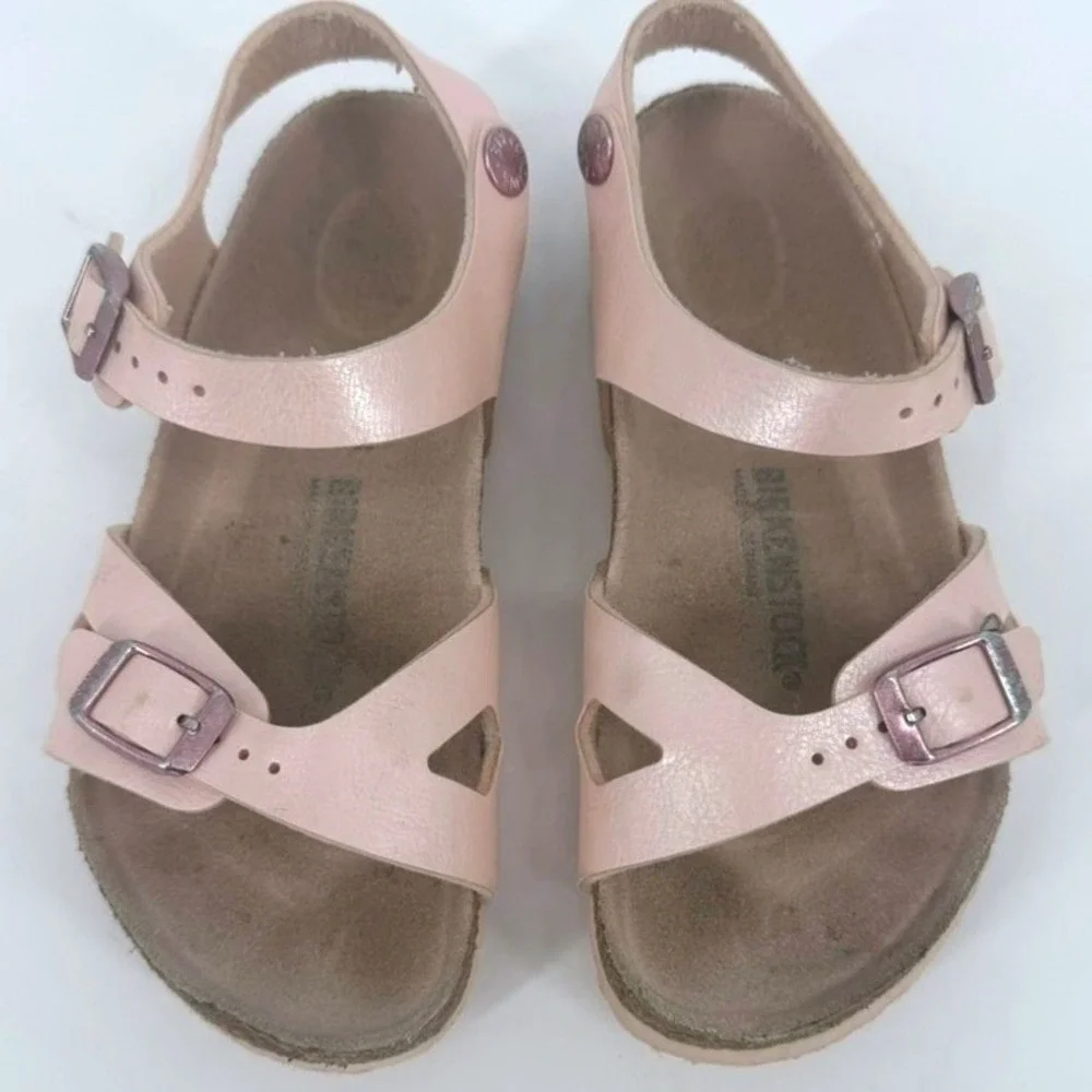 Birkenstock Rio Kids Metallic Pink Slingback Sandals Size 30 L12‎